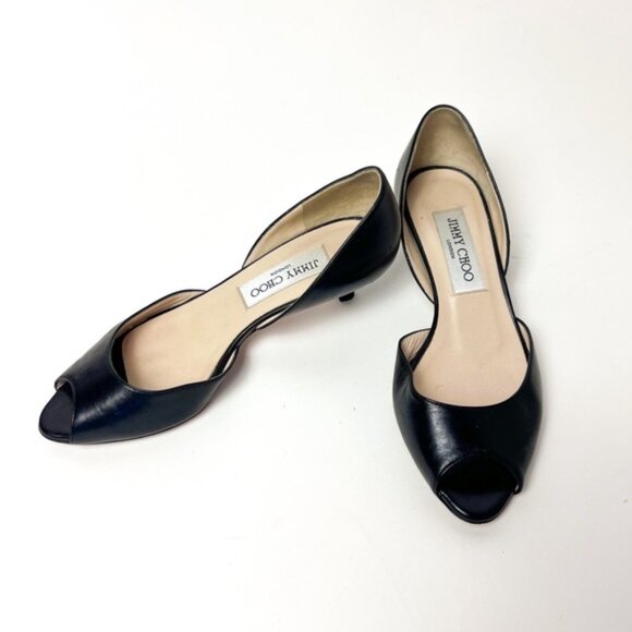 Jimmy Choo Black Peep Toe Heels - Picture 2 of 5